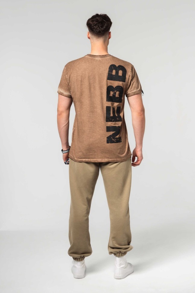 Футболка Nebbia Washed-off Cotton T-shirt MAX OUT 357 Brown