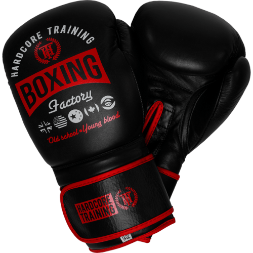 Боксерские перчатки Hardcore Training Boxing Factory Black/Red hctboxglove035