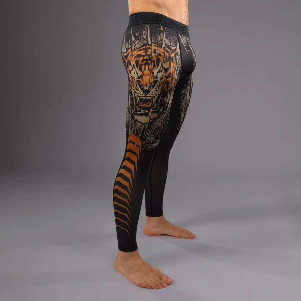 Компрессионные штаны Venum Tiger Men's Spats - Black/Neon Orange Ven05345-117