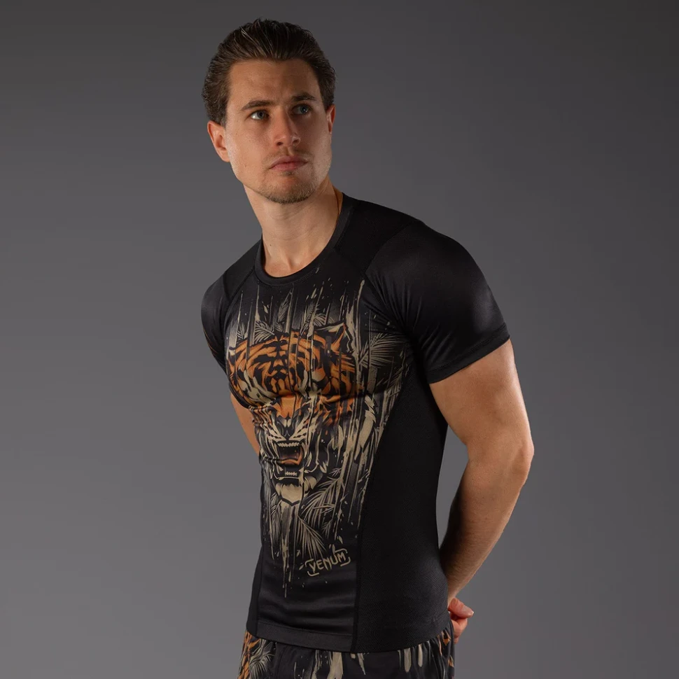 Рашгард Venum Tiger Men's S-S Rashguard - Black/Neon Orange Ven05340-117