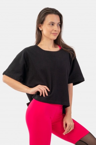 Футболка Nebbia укороченная 417 Loose Fit “The Minimalist” Crop Top Black