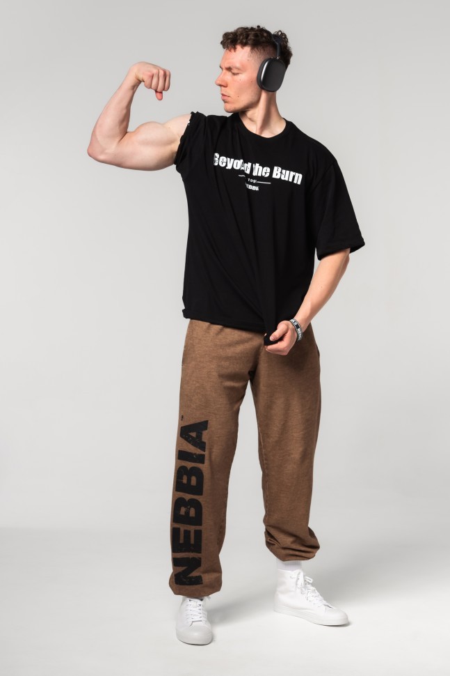 Брюки Nebbia Washed-off Gym Sweatpants Baggy Style GYM BRO 373 brown
