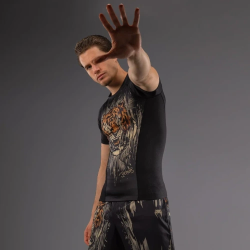 Рашгард Venum Tiger Men's S-S Rashguard - Black/Neon Orange Ven05340-117